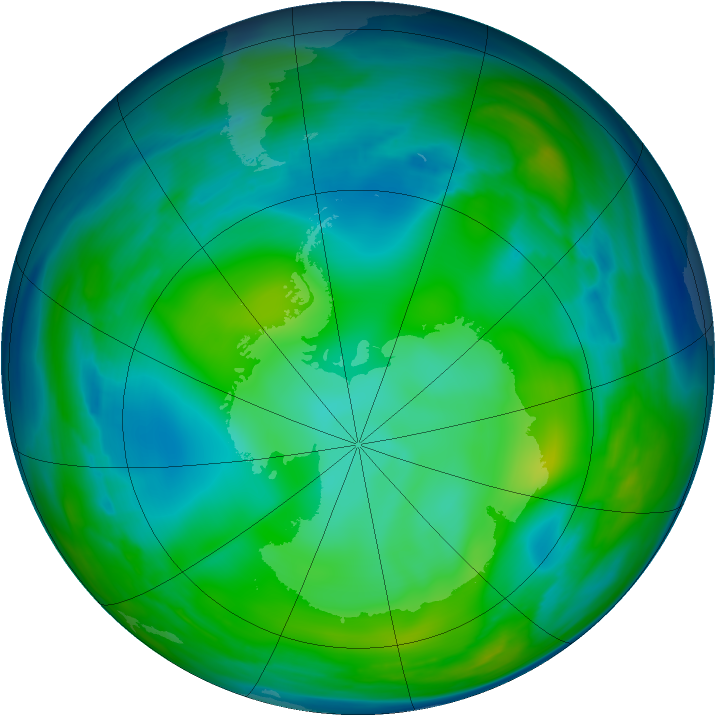 Antarctic ozone map for 08 July 2006